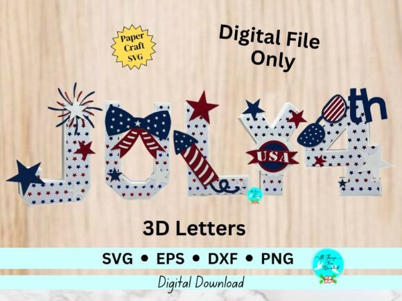 3D July 4th Letters Paper Craft SVG Review