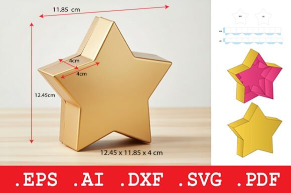 3D Star Shaped Gift Box Dieline: 3D SVG Objects Review
