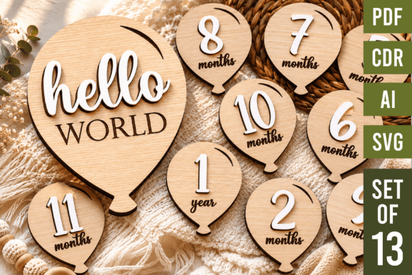 Baby Milestone Cards SVG: 3D Balloon Design Review