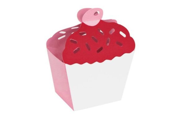 Cherry on Top Cupcake Gift Favour Box 3D SVG for Birthdays