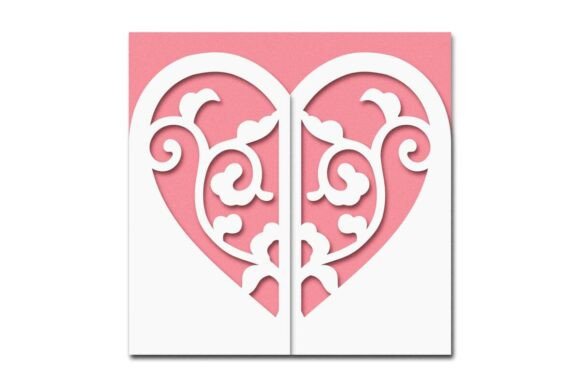 Cut out Flourish Heart Gatefold Card: 3D SVG Greeting Cards