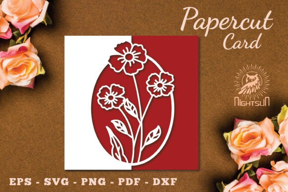 Flowers Papercut Card Template SVG 6 Review