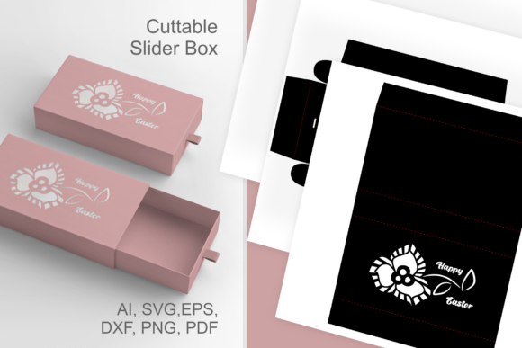Happy Easter N Flower Cutout Drawer Box 3D SVG