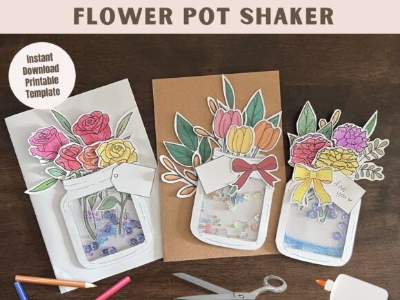 Mothers Day Flower Pot Shaker Card 3D SVG Review