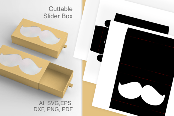 Mustache 1 Slide N Drawer Favor Box SVG for Father's Day