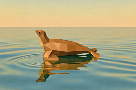 Sea Lion Sculpture: 3D SVG for Animals