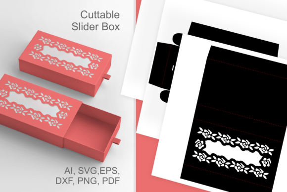 Small Roses Frame Slide Drawer Box 3D SVG for Mother's Day
